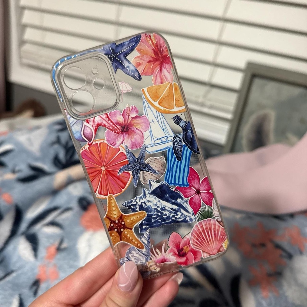 Floral Ocean-Themed Phone Case